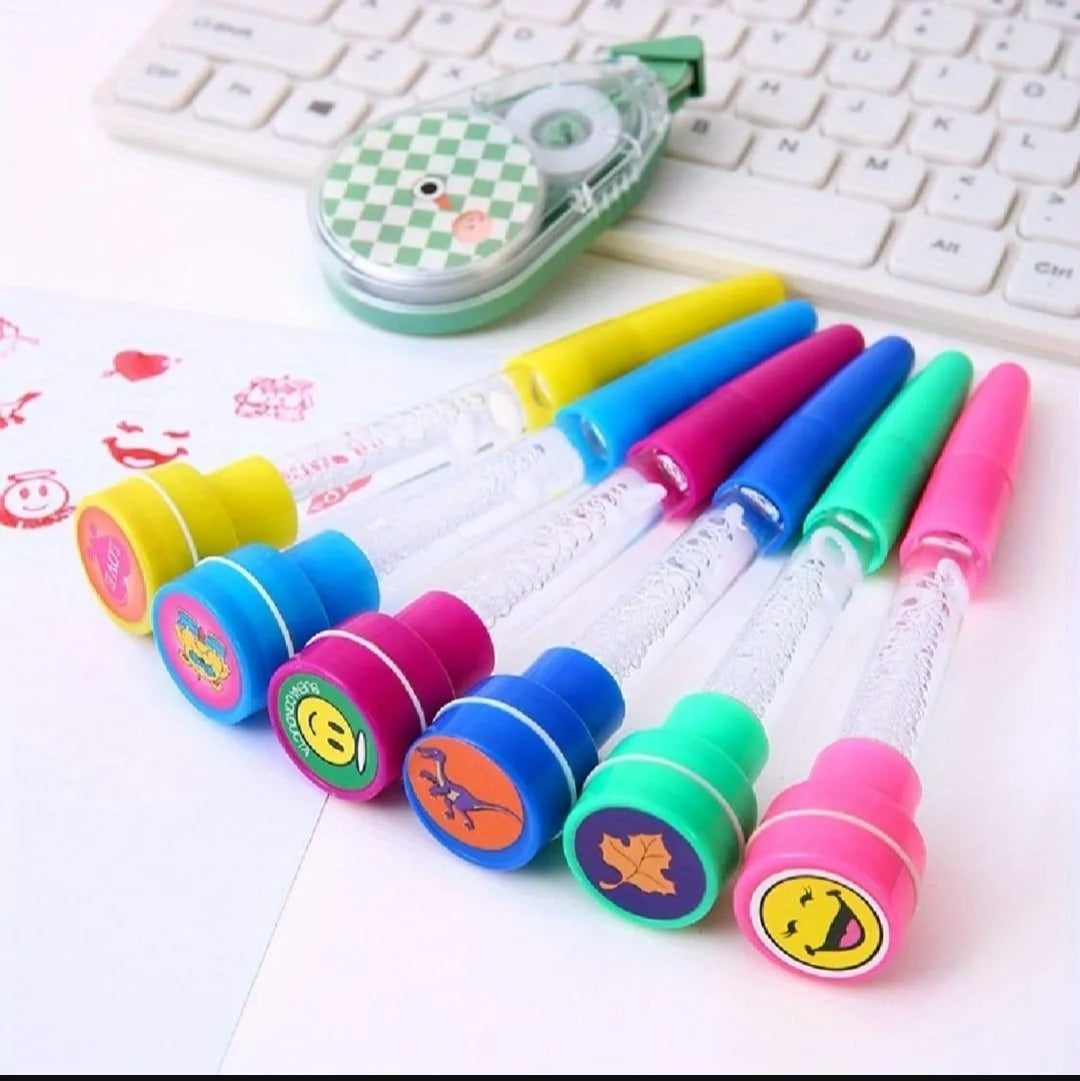 Multicolor Bubble Stamp Pens 3Pcs ABS Plastic Kids School Office